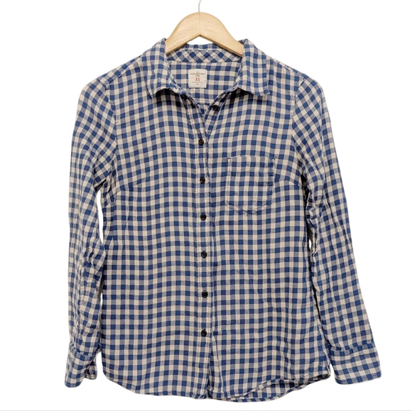 GAP Boyfriend Gingham Check Blue Breezy Tailored Button Down Shirt XS - Picture 2 of 11